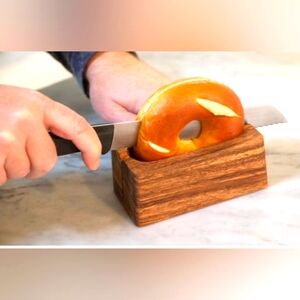 Ironwood Gourmet 28330 Local 338 Bagel Miter, Acacia Wood Bagel Slicer Tool